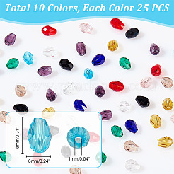 250 Stück 10 Farben transparente Glasperlen-Sets&nbsp;GLAA-HY0001-16