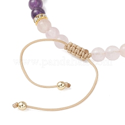 Pulseras trenzadas de cuentas redondas de amatista natural&nbsp;BJEW-JB13392-02