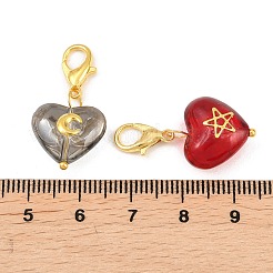 6 colgante de vidrio con forma de corazón&nbsp;HJEW-JM03166