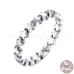 Anlaufschutz Stern rhodiniert 925 Sterling Silber Fingerringe&nbsp;RJEW-FF0003-07-17mm