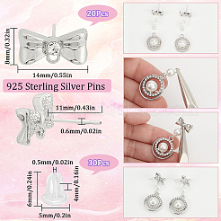 20 Stück Ohrstecker-BeZubehör aus Legierung mit Strass und Schleife&nbsp;EJEW-SC0001-49