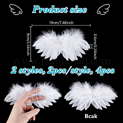 4 bambola di piume a forma di ala d'angelo di 2 colori&nbsp;DIY-GA0008-26A