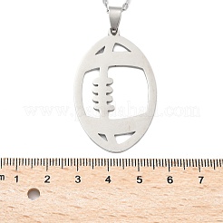 201 collane con ciondolo a forma di rugby cavo in acciaio inossidabile&nbsp;NJEW-D318-01P