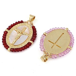 Pendentifs en croix de Jésus en laiton plaqué or&nbsp;KK-U032-01G-B