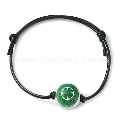 Bracelets de perles tressés ronds en bois de la Saint-Patrick&nbsp;BJEW-JB09595