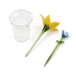 Ensemble de fleurs et vase en verre filé à la main&nbsp;LAMP-D007-002C