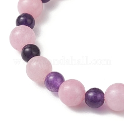 3 braccialetto elastico con perle di quarzo rosa e quarzo naturale per donna&nbsp;BJEW-JB13153