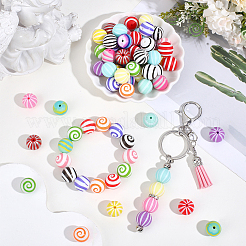 140 pièce 20 styles de perles focales rondes en silicone de qualité alimentaire écologiques&nbsp;SIL-PA0001-53