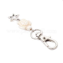 Colgante de turquesa sintética con forma de tortuga y estrella de mar&nbsp;HJEW-JM03209-02