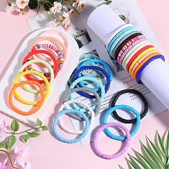 30 pièces 15 couleurs polymère argile heishi surfeur bracelets extensibles ensemble&nbsp;BJEW-SW00134