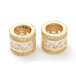 Perles de style européen en zircone cubique transparente en laiton&nbsp;ZIRC-B010-01G