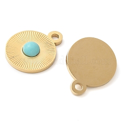 Synthetische türkisfarbene flache runde Charms&nbsp;STAS-Q345-33G