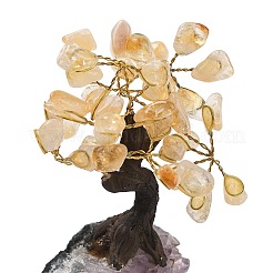 Scultura ad albero con scaglie di quarzo giallo naturale&nbsp;DJEW-K026-01B