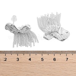 Schmetterlingsflügel-Ohrstecker aus Messing mit Quaste für Damen&nbsp;EJEW-U055-16PS