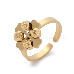 Offene Manschettenringe aus 304 Edelstahl mit Kleeblatt-Motiv für Damen&nbsp;RJEW-A052-05G