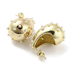 Aretes de latón con forma de lágrima y cuentas de perlas de imitación de abs&nbsp;EJEW-I300-01G