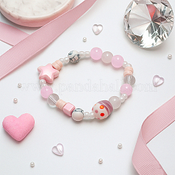 4 Stück 2 Stile Porzellan synthetische türkisfarbene Perlen Stretch-Armbänder für Frauen&nbsp;BJEW-GO0002-13
