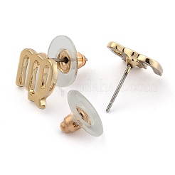 12 orecchini a bottone in lega di costellazione/segno zodiacale&nbsp;EJEW-B025-10G-B