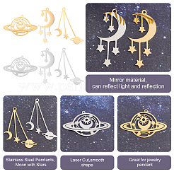 6 pièce 6 styles 201 pendentifs en acier inoxydable&nbsp;STAS-UN0034-03