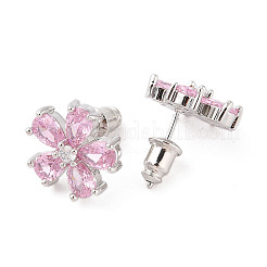 Aretes de latón chapado en rack con micro pavé de circonitas cúbicas&nbsp;EJEW-I304-07P-07