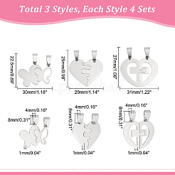 12 ensemble de 3 pendentifs fendus en acier inoxydable de style 201&nbsp;STAS-DC0008-47
