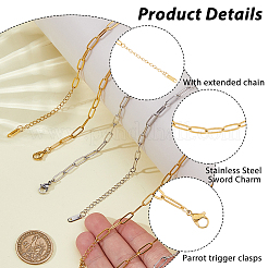 12 collar de cadena con clip de acero inoxidable quirúrgico 316L&nbsp;NJEW-HS00005