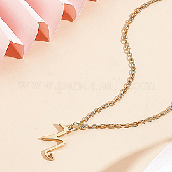 Collier avec pendentif lettre en acier inoxydable 304&nbsp;NJEW-LP0001-39N-G