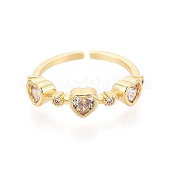 Manschettenringe aus Messing mit Mikropavé-Zirkonia für Damen&nbsp;KK-T071-67G