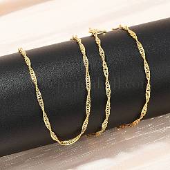 Colliers à chaîne Singapour en laiton de 1.7 mm pour femmes et hommes&nbsp;NJEW-G174-02G
