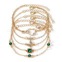 5 pz 5 stili braccialetto a catena in lega e set di braccialetti per le donne&nbsp;WG6073F-01