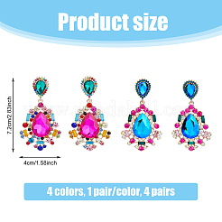 2 Paar 2-farbige Strass-Ohrstecker in Tropfenform&nbsp;EJEW-FI0001-99
