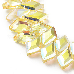 Fili di perle di vetro romboidale placcate&nbsp;EGLA-A036-12A-FP01