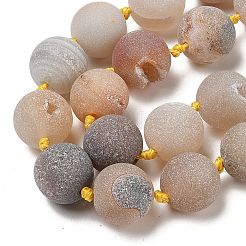 Natürliche Geode/Druzy Achat Perlen Stränge&nbsp;G-A248-A05-01