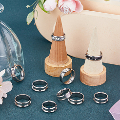 18 Stück 6 Größen 201 Edelstahl geriffelte Fingerringfassungen&nbsp;RJEW-SC0001-05P