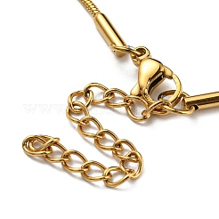 Bracciale a catena a serpente rotonda in acciaio inossidabile 304 con placcatura ionica (ip) e perline ovali&nbsp;BJEW-E088-03G