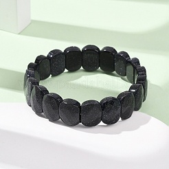 Bracelets extensibles unisexes en perles de pierre de soleil bleue synthétique&nbsp;G-K303-01B