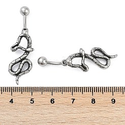 Anelli per ombelico pendenti in acciaio chirurgico 316 a forma di serpente&nbsp;EJEW-G416-18D-AS