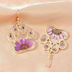 Ohrringe aus Legierung und getrockneten Blumen&nbsp;AL-Z001-06G