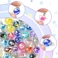 32 pièces 4 styles de pendentifs en résine de couleur ab&nbsp;RESI-FS0001-84