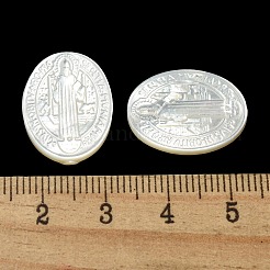 Geschnitzte natürliche weiße Muschel-Cabochons&nbsp;SSHEL-N038-08C-03