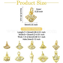 10 pendentif en laiton micro pavé de zircone cubique à thème oculaire&nbsp;KK-CJ0002-51