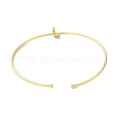 Brazaletes abiertos con letras de circonita cúbica transparente micro pavé de latón chapado en estante&nbsp;BJEW-A018-01G-J