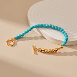 Braccialetti con perline rotonde in turchese sintetico e ottone per donna&nbsp;EH2612