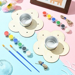 2 juego de comedero para pájaros de madera diy con flores&nbsp;DIY-CJ0002-55
