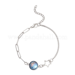 Bracelet à maillons cabochon en résine et acier inoxydable 304 (2 pièce)&nbsp;BJEW-JB13407