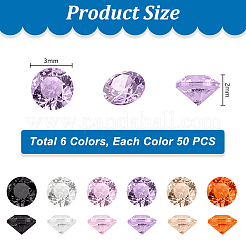 300 Stück 6 Farben Diamantform Klasse A Zirkonia Cabochons&nbsp;ZIRC-PH0001-43B-06
