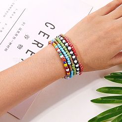 10pcs 10 Stil handgefertigte Fimo Heishi Surfer Stretch Armbänder Set&nbsp;BJEW-SW00048