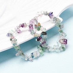 Unisex Chip natürliche Fluorit Perlen Stretch Armbänder&nbsp;BJEW-S143-14