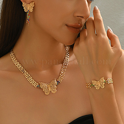 Elegante eisen pflastern zirkonia schmetterling armbänder & ohrringe & halsketten sets für frauen hochzeit&nbsp;TT2311