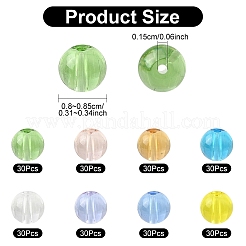 240 Stück 8 Farben transparente Glasperlenstränge&nbsp;GLAA-YW0005-30